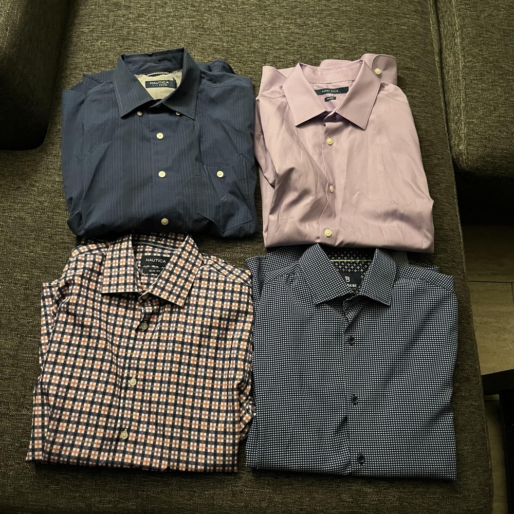 Lot 4 Mens Small Dress Shirts Slim Fit Nautica Perry Ellis Tom Baine Button Down